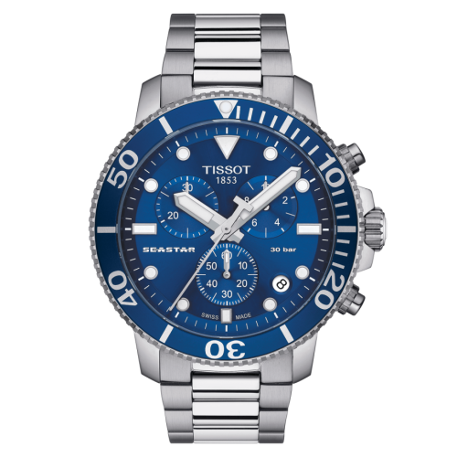 Tissot Seastar 1000 Chronograph Quartz 45.5 Paslanmaz Çelik / Mavi / Bilezik, referans T120.417.11.041.00