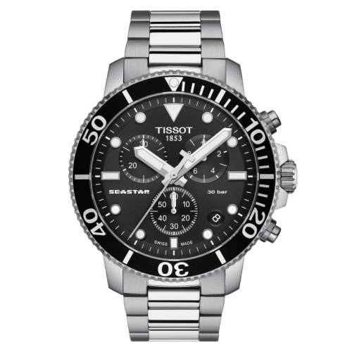 Seastar 1000 Chronograph Quartz 45.5 Paslanmaz Çelik / Siyah / Bilezik