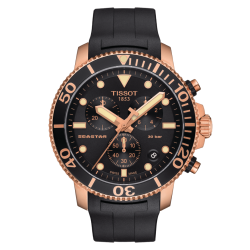 Tissot Seastar 1000 Chronograph Quartz 45.5 Pembe Altın / Siyah / Kauçuk, referans T120.417.37.051.00