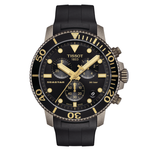 Tissot Seastar 1000 Chronograph Quartz 45.5 Bronze PVD / Siyah / Kauçuk, referans T120.417.37.051.01