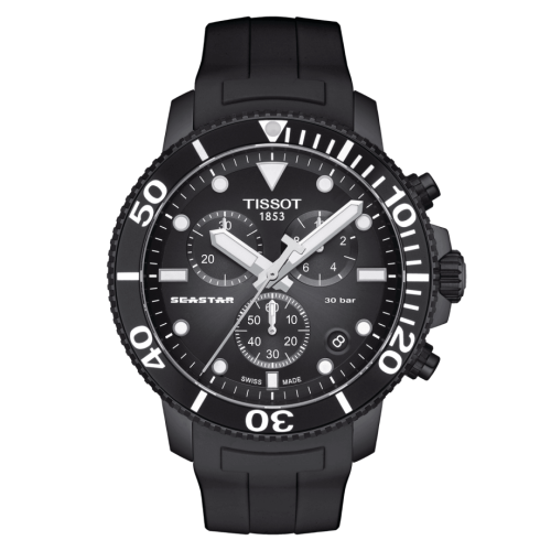 Tissot Seastar 1000 Chronograph Quartz 45.5 PVD / Siyah / Kauçuk, referans T120.417.37.051.02
