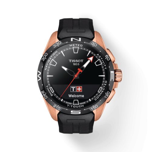 Tissot T-Touch Connect Solar Pembe Altın - Seramik / Siyah / Kauçuk 47.5mm, referans T121.420.47.051.02