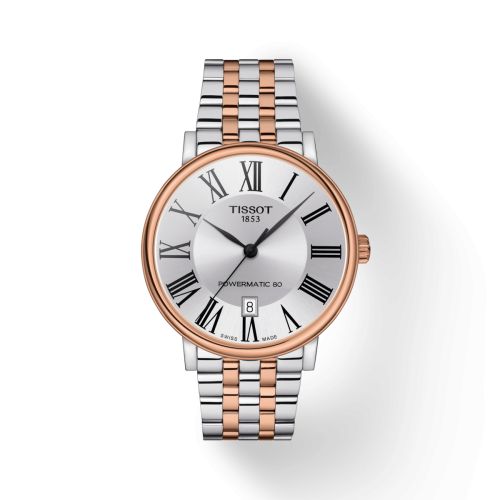 Tissot Carson Premium Powermatic 80 Stainless Steel / Rose Gold PVD / Silver / Bracelet 40mm, reference T122.407.22.033.00