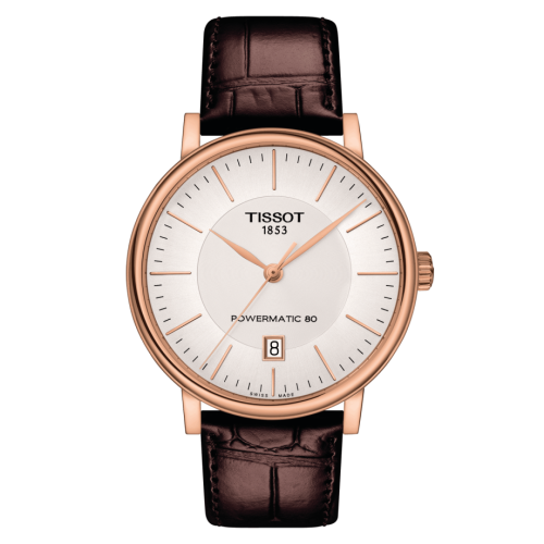 Tissot Carson Premium Powermatic 80 Rose Gold PVD / Silver / Strap 40mm, reference T122.407.36.031.00