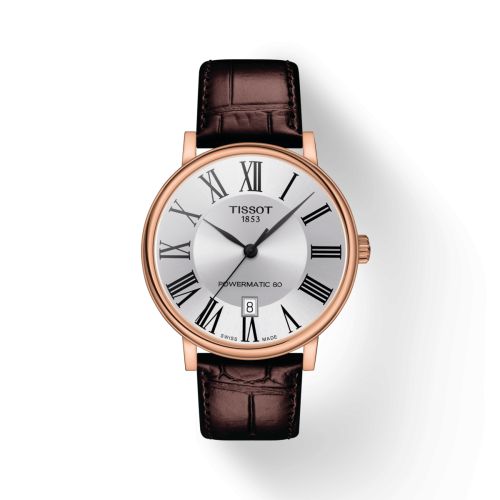 Tissot Carson Premium Powermatic 80 Rose Gold PVD / Silver / Strap 40mm, reference T122.407.36.033.00