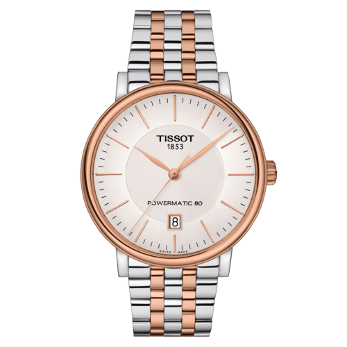 Tissot Carson Premium Powermatic 80 Stainless Steel / Rose Gold PVD / Silver / Bracelet 40mm, reference T122.407.22.031.01