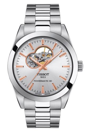 Tissot Gentleman Powermatic Open Heart Paslanmaz Çelik / Gümüş / Bilezik 40mm, referans T127.407.11.031.01