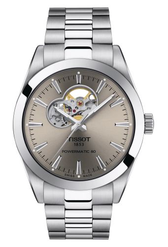 Tissot Gentleman Powermatic Open Heart Paslanmaz Çelik / Gri / Bilezik 40mm, referans T127.407.11.081.00