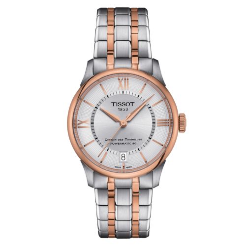 Tissot Chemin Des Tourelles Powermatic 80 34 Paslanmaz Çelik - Pembe Altın / Gümüş / Bilezik, referans T139.207.22.038.00