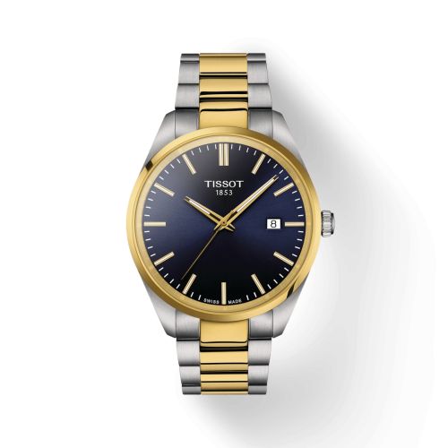 Tissot PR 100 Quartz 40 Stainless Steel - Yellow Gold / Blue / Bracelet, reference T150.410.22.041.00