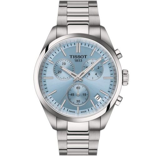 Tissot PR 100 Quartz Chronograph Stainless Steel / Buz Blue / Bracelet 40mm, reference T150.417.11.351.00
