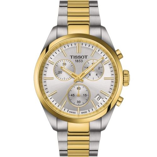Tissot PR 100 Quartz Chronograph Stainless Steel - Yellow Gold  / Silver / Bracelet 40mm, reference T150.417.22.031.00