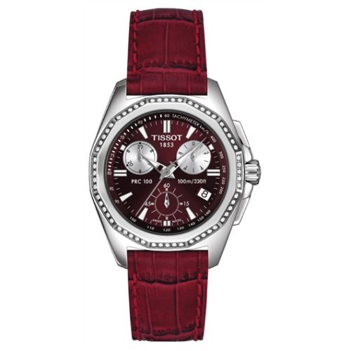 PRC 100 Chronograph Quartz 34.8 Paslanmaz Çelik / Kırmızı / Kayış