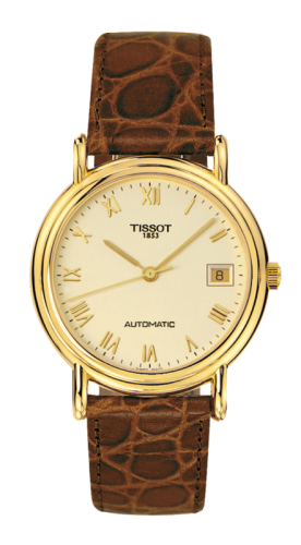 Tissot Carson Automatic 35.5 Yellow Gold / Champagne / Strap, reference T71.3.430.23