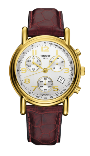 Tissot Carson Chronograph Quartz 39.7 Yellow Gold / Silver / Strap, reference T71.3.442.32