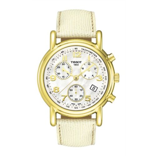 Tissot Carson Chronograph Quartz 39.7 Yellow Gold / MOP / Strap, reference T71.3.442.72