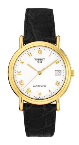 Tissot Carson Automatic 35.5 Yellow Gold / White / Strap, reference T71.3.444.13