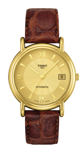 Tissot Carson Automatic 35.5 Yellow Gold / Champagne / Strap, reference T71.3.464.24