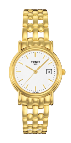 Tissot Carson Quartz 27 Yellow Gold / White / Bracelet, reference T73.3.131.11