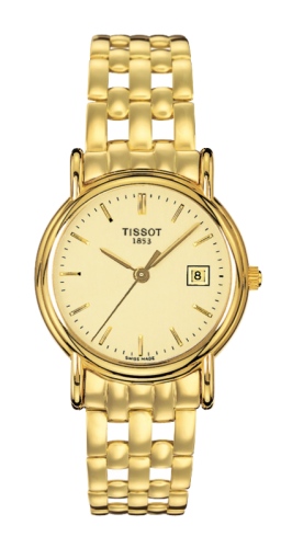 Tissot Carson Quartz 27 Yellow Gold / Champagne / Bracelet, reference T73.3.131.21