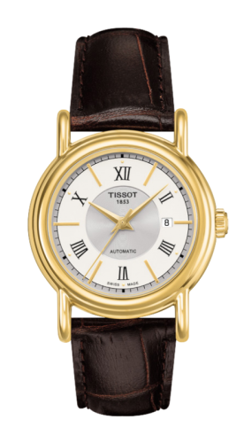 Tissot Carson Automatic 29.7 Yellow Gold / Silver / Strap, reference T907.007.16.038.00