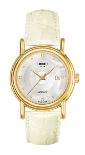 Tissot Carson Automatic 29.7 Yellow Gold / MOP / Strap, reference T907.007.16.106.01