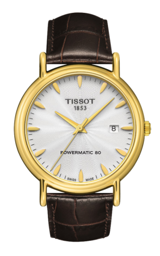 Tissot Carson Powermatic 80 40 Yellow Gold / Silver / Strap, reference T907.407.16.031.00