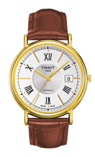 Tissot Carson Automatic 40 Yellow Gold / Silver / Strap, reference T907.407.16.038.00