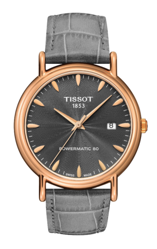 Tissot Carson Powermatic 80 40 Rose Gold / Gray / Strap, reference T907.407.76.081.00
