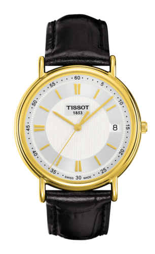 Tissot Carson Quartz 40 Yellow Gold / Silver / Strap, reference T907.410.16.031.00