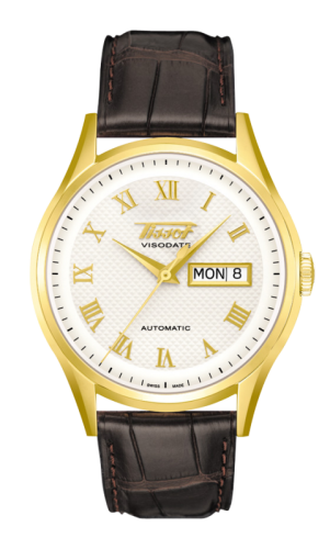 Tissot Visodate Automatic Sarı Altın / Gümüş / Kayış 39.3mm, referans T910.430.16.033.00