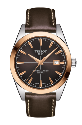 Tissot Gentleman Powermatic Paslanmaz Çelik - Kırmızı Altın / Kahverengi / Kayış 40mm, referans T927.407.46.291.00