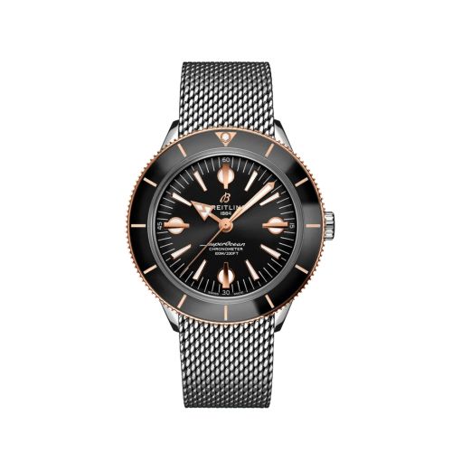 Breitling Superocean Heritage '57 Paslanmaz Çelik / Kırmızı Altın / Siyah / Mesh 42mm, referans U10370121B1A1