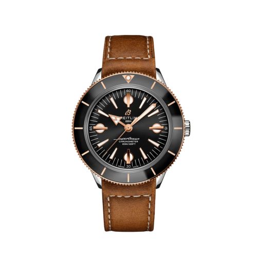 Breitling Superocean Heritage '57 Paslanmaz Çelik / Kırmızı Altın / Siyah / Calf / Folding 42mm, referans U10370121B1X2