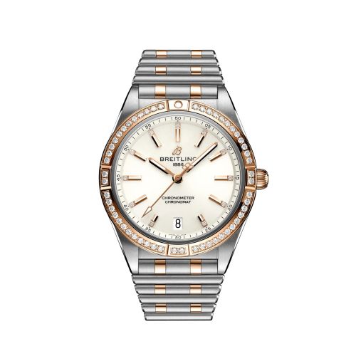 Breitling Chronomat Automatic 36 Paslanmaz Çelik / Kırmızı Altın - Elmas / Beyaz / Rouleaux, referans U10380591A1U1