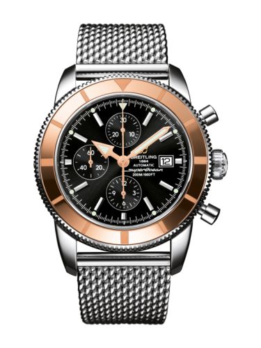 Breitling Superocean Heritage 46 Chronograph Paslanmaz Çelik / Kırmızı Altın  / Siyah /  Milanese, referans U1332012.B908.152A