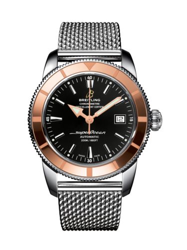 Breitling Superocean Heritage 42 Paslanmaz Çelik / Kırmızı Altın / Volcano Siyah / Milanese, referans U1732112.BA61.154A