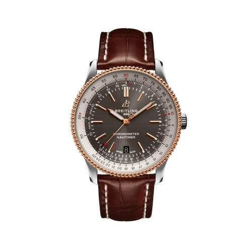 Breitling Navitimer Automatic 41 Automatic Paslanmaz Çelik / Pembe Altın / Gri / Croco / Folding, referans U17326211M1P2