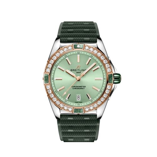 Super Chronomat 38 Paslanmaz Çelik - Kırmızı Altın / Pembe / Kauçuk Rouleaux
