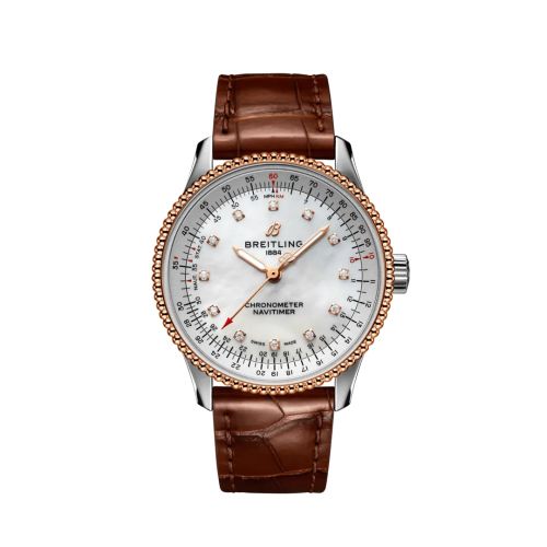 Breitling Navitimer 1 35 Automatic Paslanmaz Çelik / Kırmızı Altın / MOP / Croco / Folding, referans U17395211A1P2