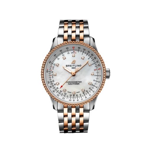 Breitling Navitimer 1 35 Automatic Paslanmaz Çelik / Kırmızı Altın / MOP / Bilezik, referans U17395211A1U1