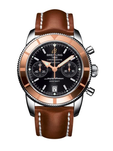 Breitling Superocean Heritage 44 Chronograph Paslanmaz Çelik / Kırmızı Altın / Siyah / Calf, referans U2337012.BB81.433X