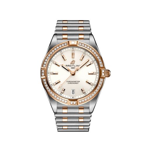 Breitling Chronomat 32 Paslanmaz Çelik / Kırmızı Altın - Elmas / Beyaz / Rouleaux, referans U77310591A1U1