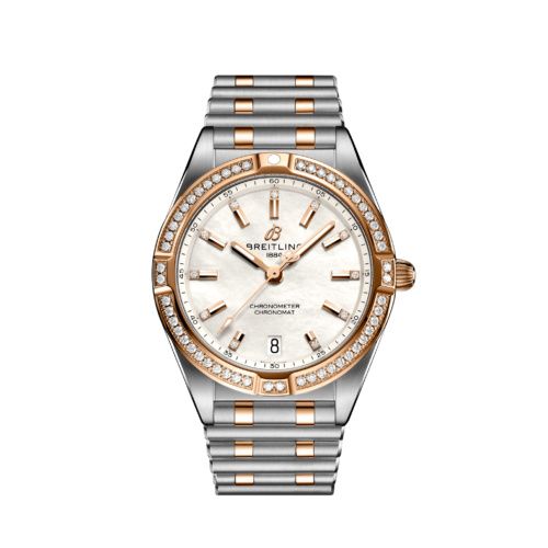 Breitling Chronomat 32 Paslanmaz Çelik / Kırmızı Altın - Elmas / MOP / Rouleaux / Boutique Edition, referans U77310591A2U1