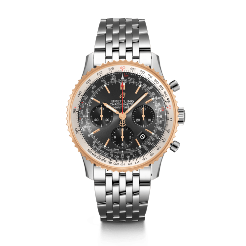 Breitling Navitimer 1 B01 Chronograph 43 Paslanmaz Çelik / Kırmızı Altın / Gri / Croco / Pin, referans UB0121211F1A1