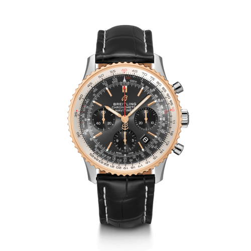 Breitling Navitimer 1 B01 Chronograph 43 Paslanmaz Çelik / Kırmızı Altın / Gri / Croco / Folding, referans UB0121211F1P2