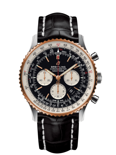 Breitling Navitimer 1 B01 Chronograph 46 Paslanmaz Çelik / Kırmızı Altın / Siyah / Croco / Pin, referans UB0127211B1P1