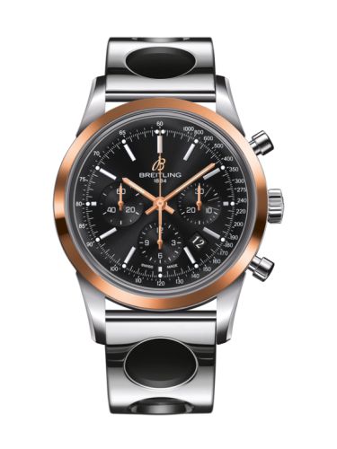 Breitling Transocean Chronograph Stainless Steel Red Gold / Black / Air Racer 43mm, reference UB015212.BC74.222A