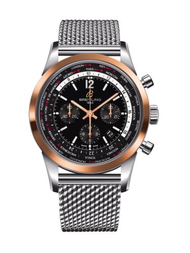 Breitling Transocean Chronograph Unitime Pilot Stainless Steel / Red Gold / Black / Milanese 46mm, reference UB0510U4.BC26.152A