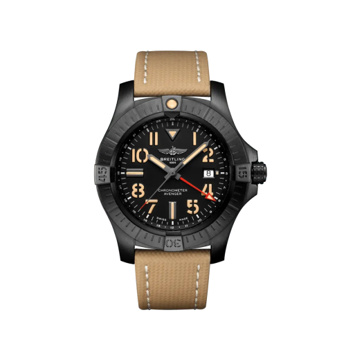 Breitling Avenger Automatic GMT 45 Gece Mission / Black / Military / Folding, reference V32395101B1X2